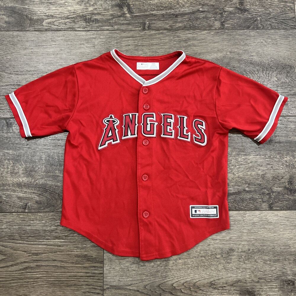 MLB Los Angeles Angels #27 Mike Trout Boys Jersey Red Youth Sz 7